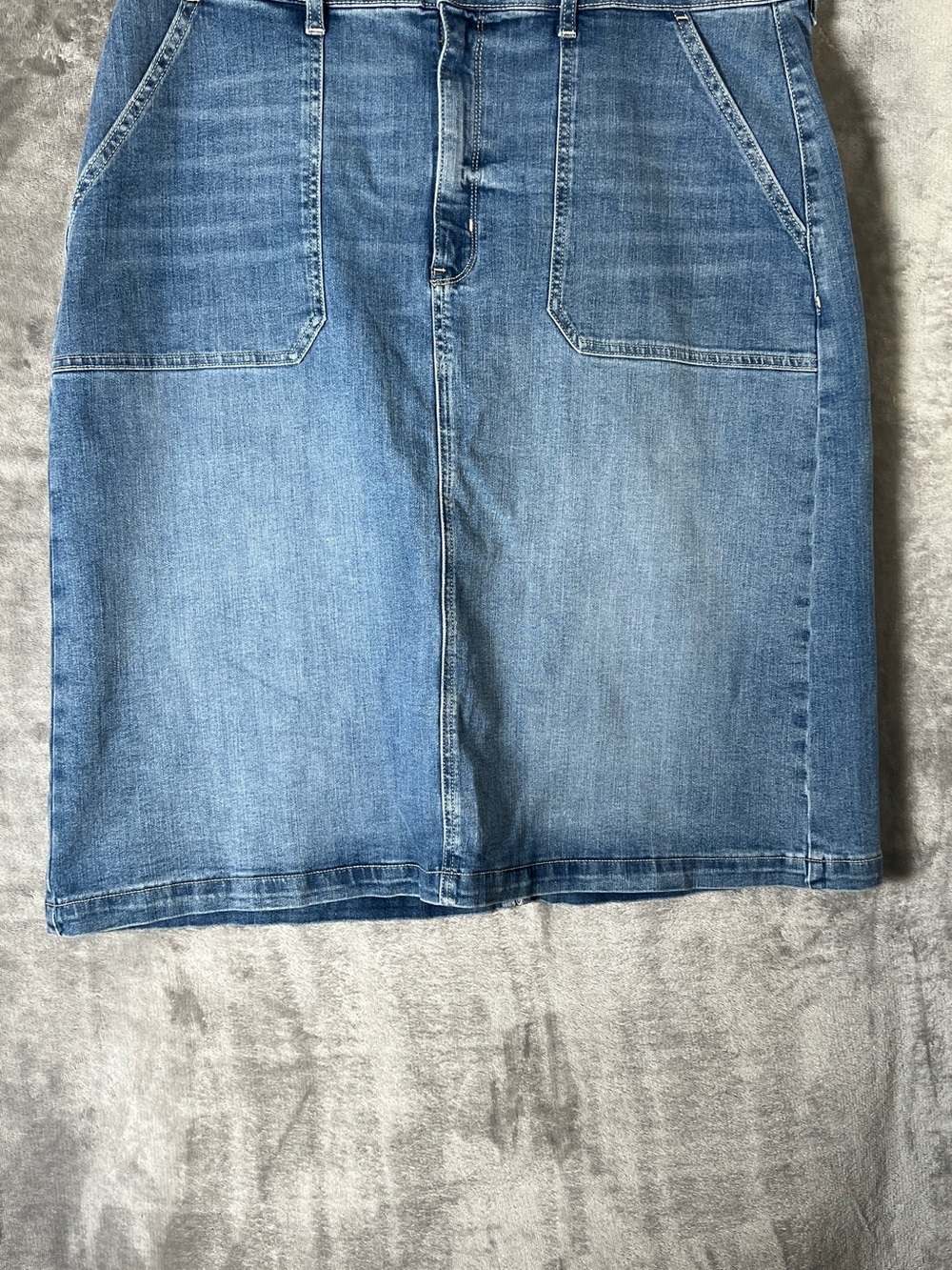 St. John's Bay Light Blue Denim A-Line Skirt - Picture 5 of 11